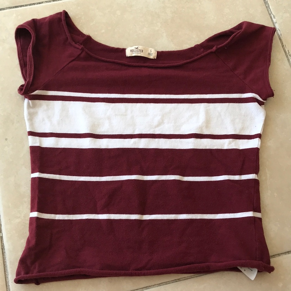 White and burgundy shirt